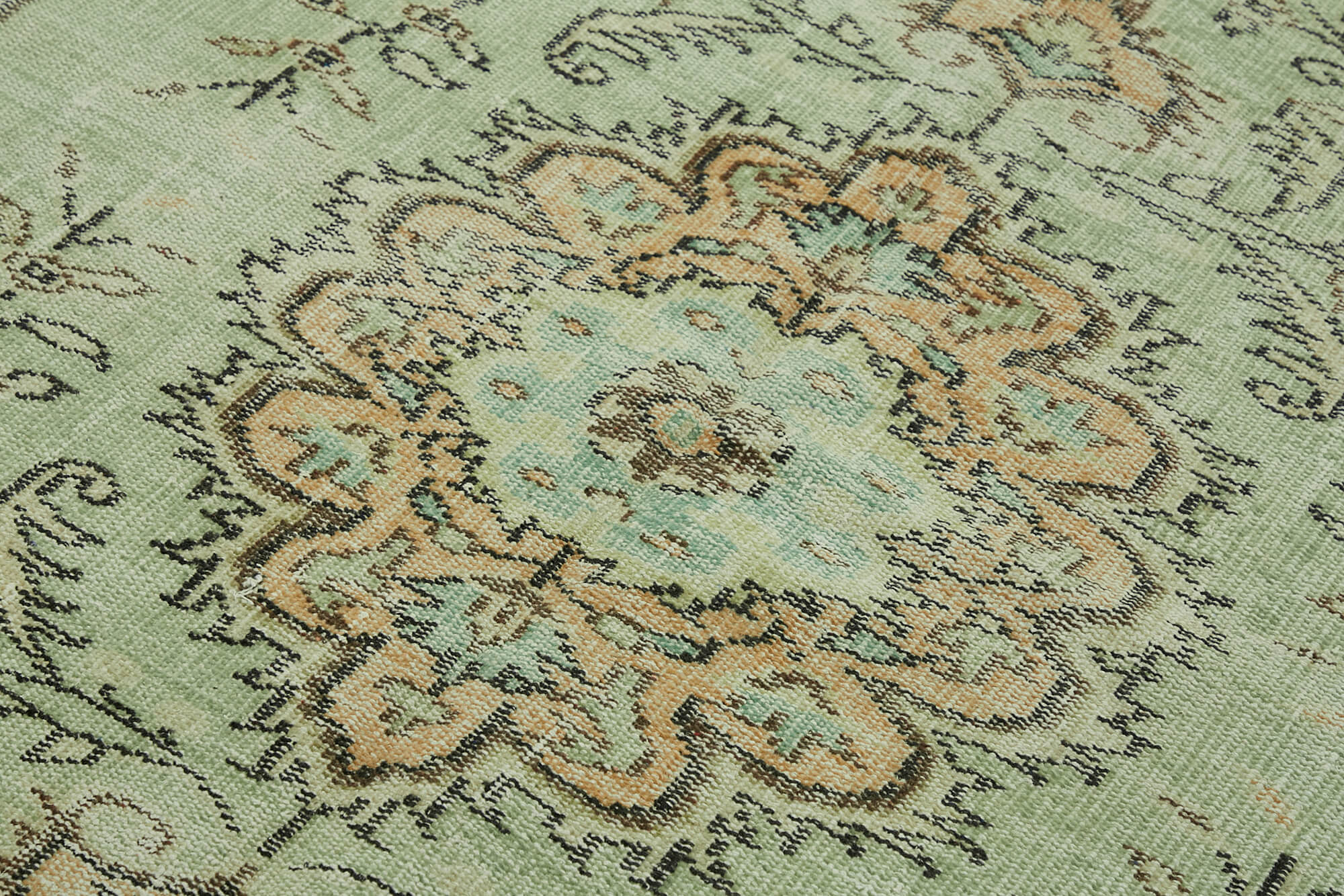 6x9 Beige Turkish Vintage Area Rug - 44613