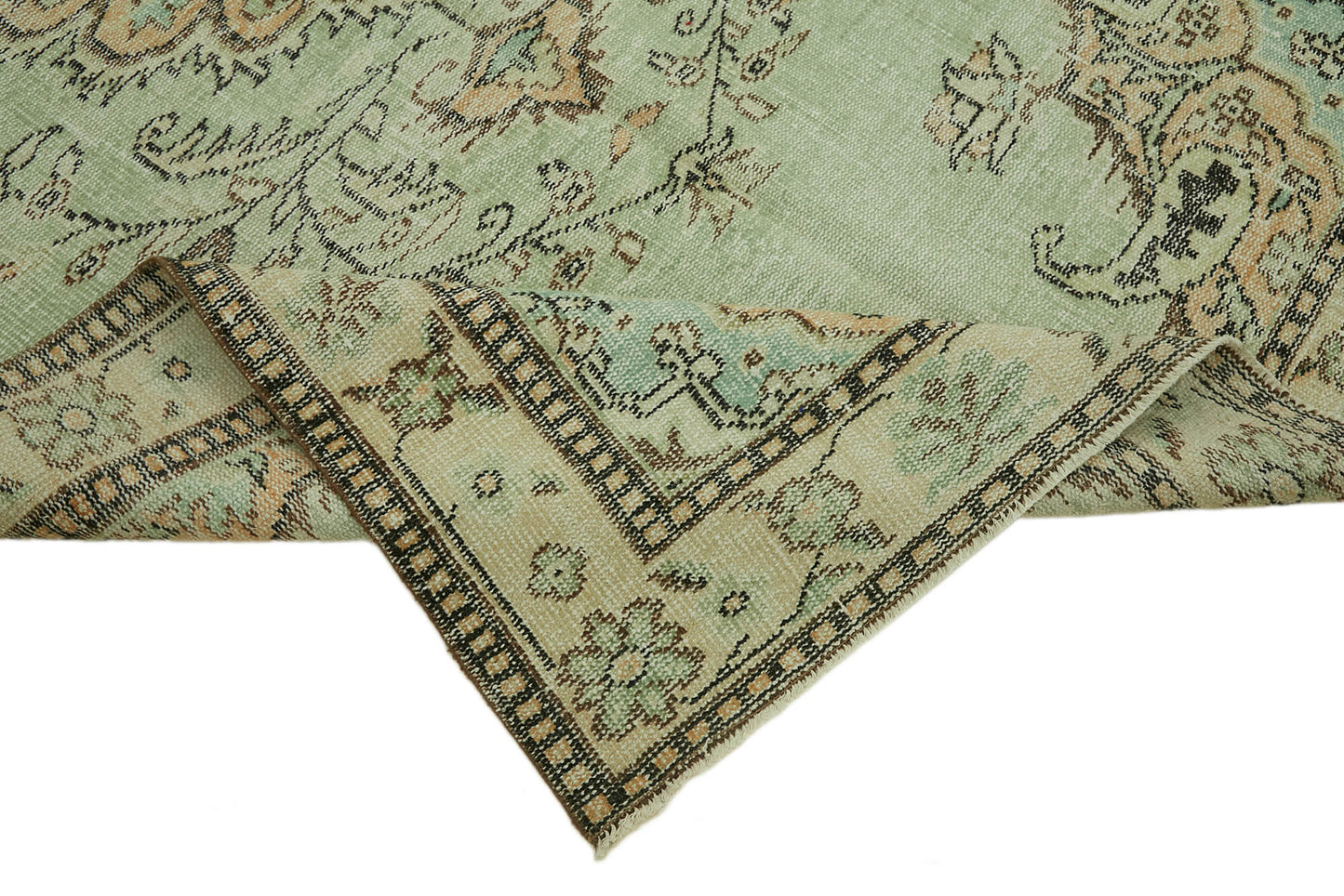 6x9 Beige Turkish Vintage Area Rug - 44613