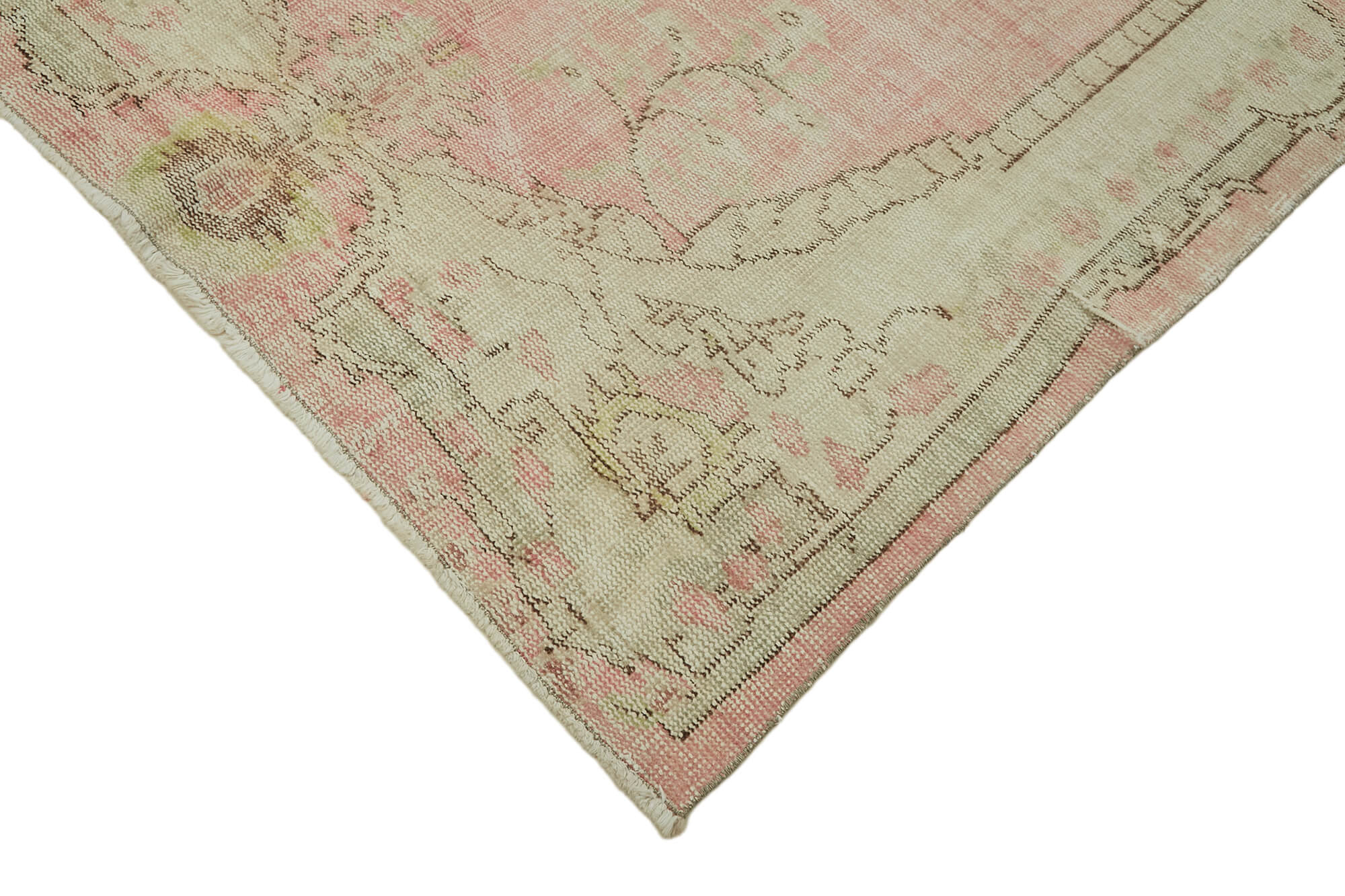 5x8 Beige Turkish Vintage Area Rug - 44615