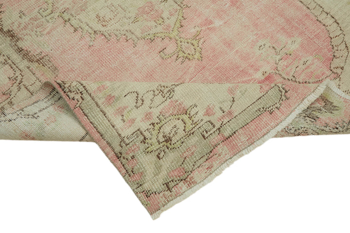 5x8 Beige Turkish Vintage Area Rug - 44615