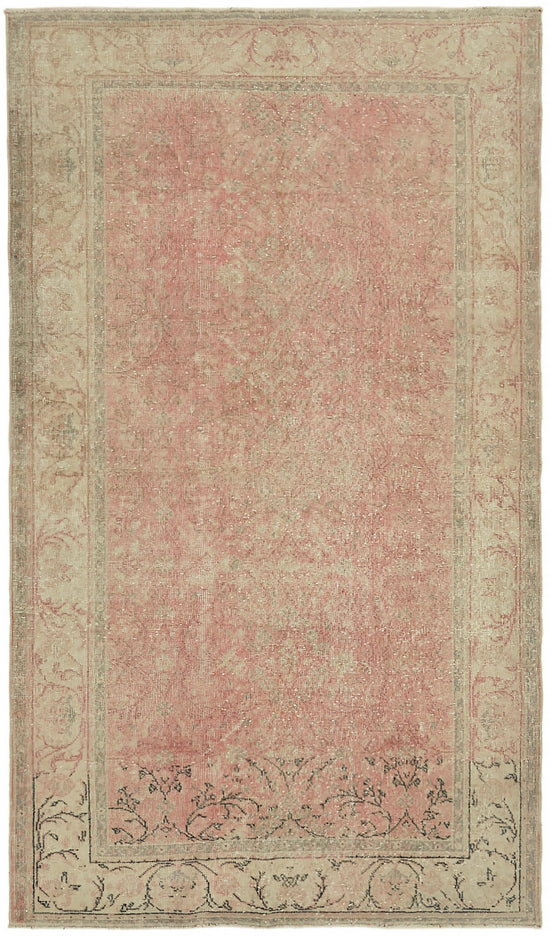 5x8 Beige Turkish Vintage Area Rug - 44617