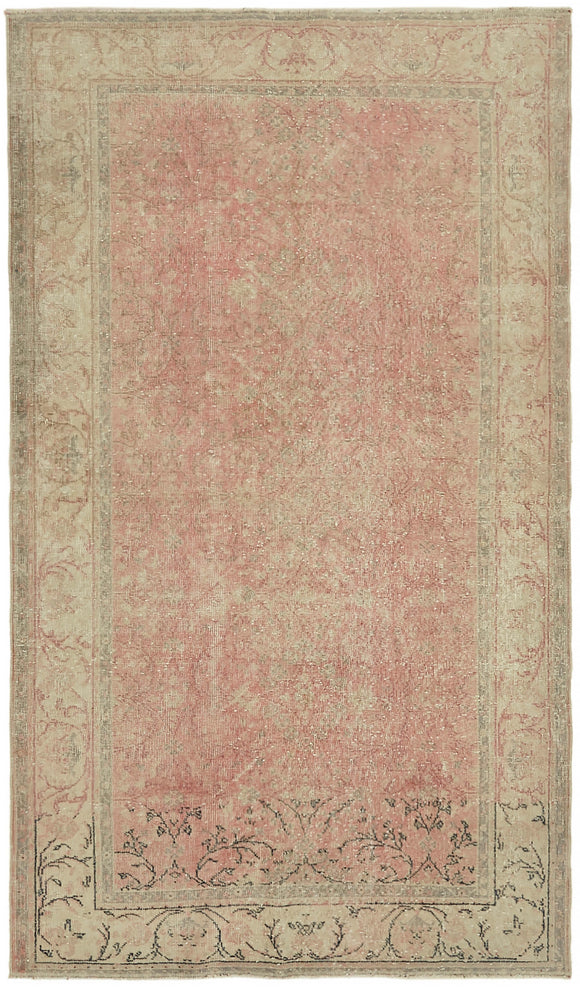 5x8 Beige Turkish Vintage Area Rug - 44617