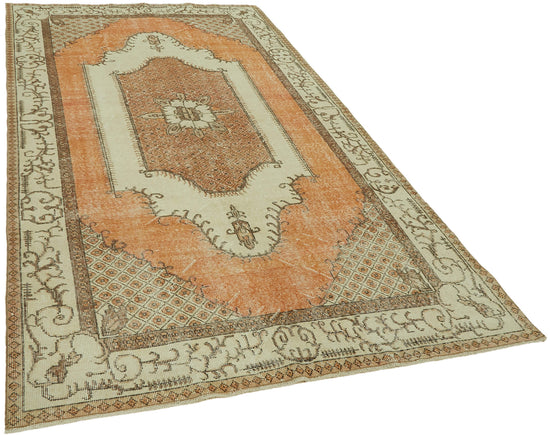5x9 Beige Turkish Vintage Area Rug - 44621