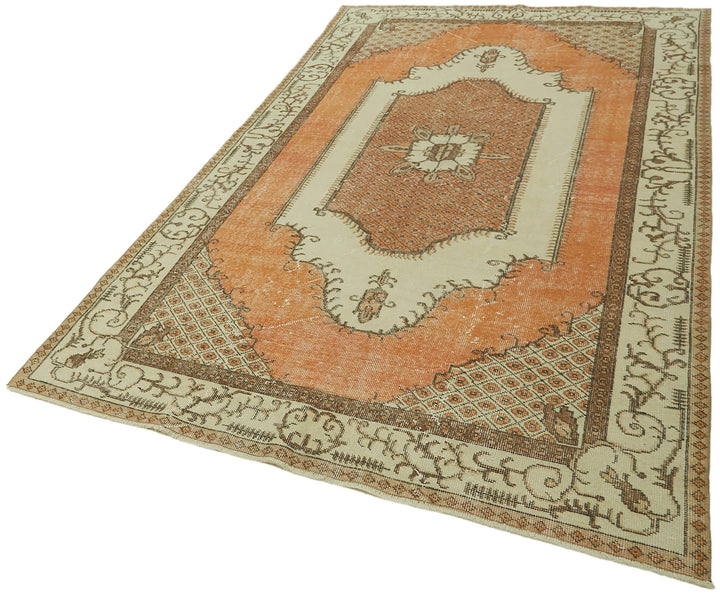 5x9 Beige Turkish Vintage Area Rug - 44621