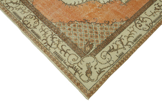 5x9 Beige Turkish Vintage Area Rug - 44621