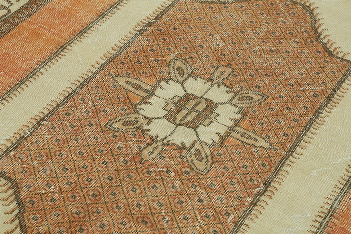 5x9 Beige Turkish Vintage Area Rug - 44621