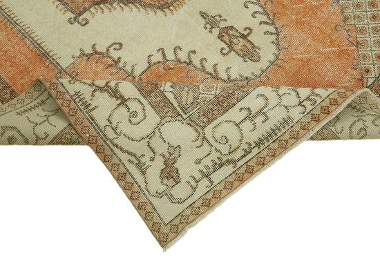 5x9 Beige Turkish Vintage Area Rug - 44621