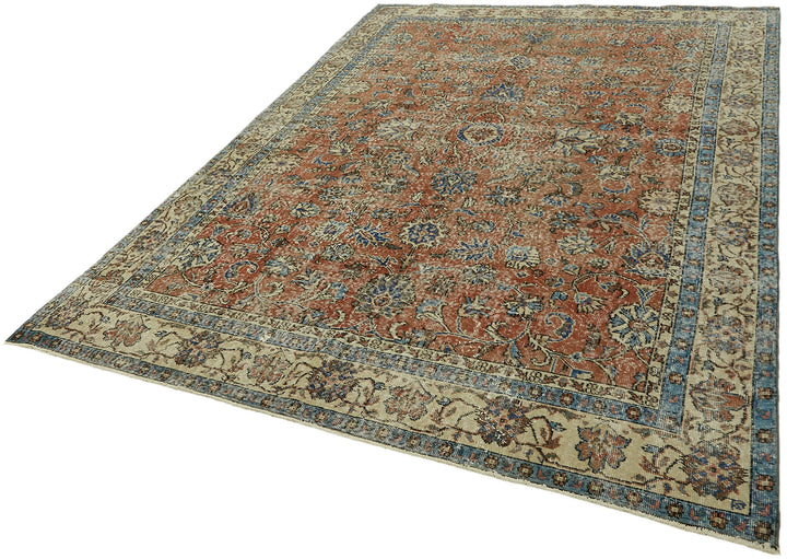 7x10 Beige Turkish Vintage Area Rug - 44627