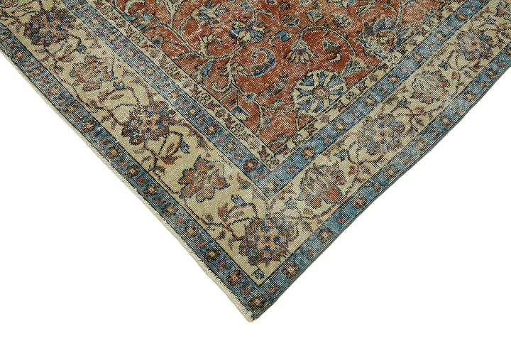 7x10 Beige Turkish Vintage Area Rug - 44627