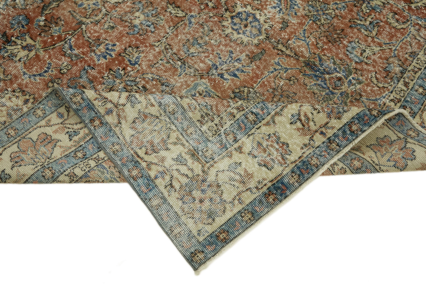 7x10 Beige Turkish Vintage Area Rug - 44627