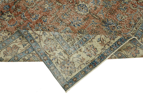 7x10 Beige Turkish Vintage Area Rug - 44627