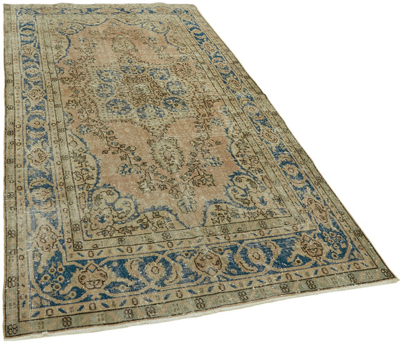 5x9 Beige Turkish Vintage Area Rug - 44630