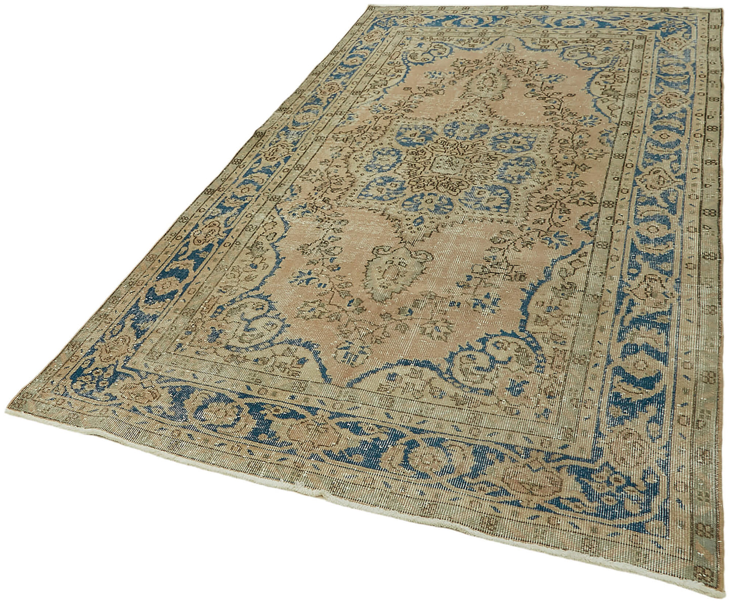 5x9 Beige Turkish Vintage Area Rug - 44630