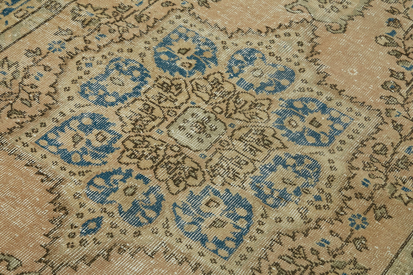 5x9 Beige Turkish Vintage Area Rug - 44630