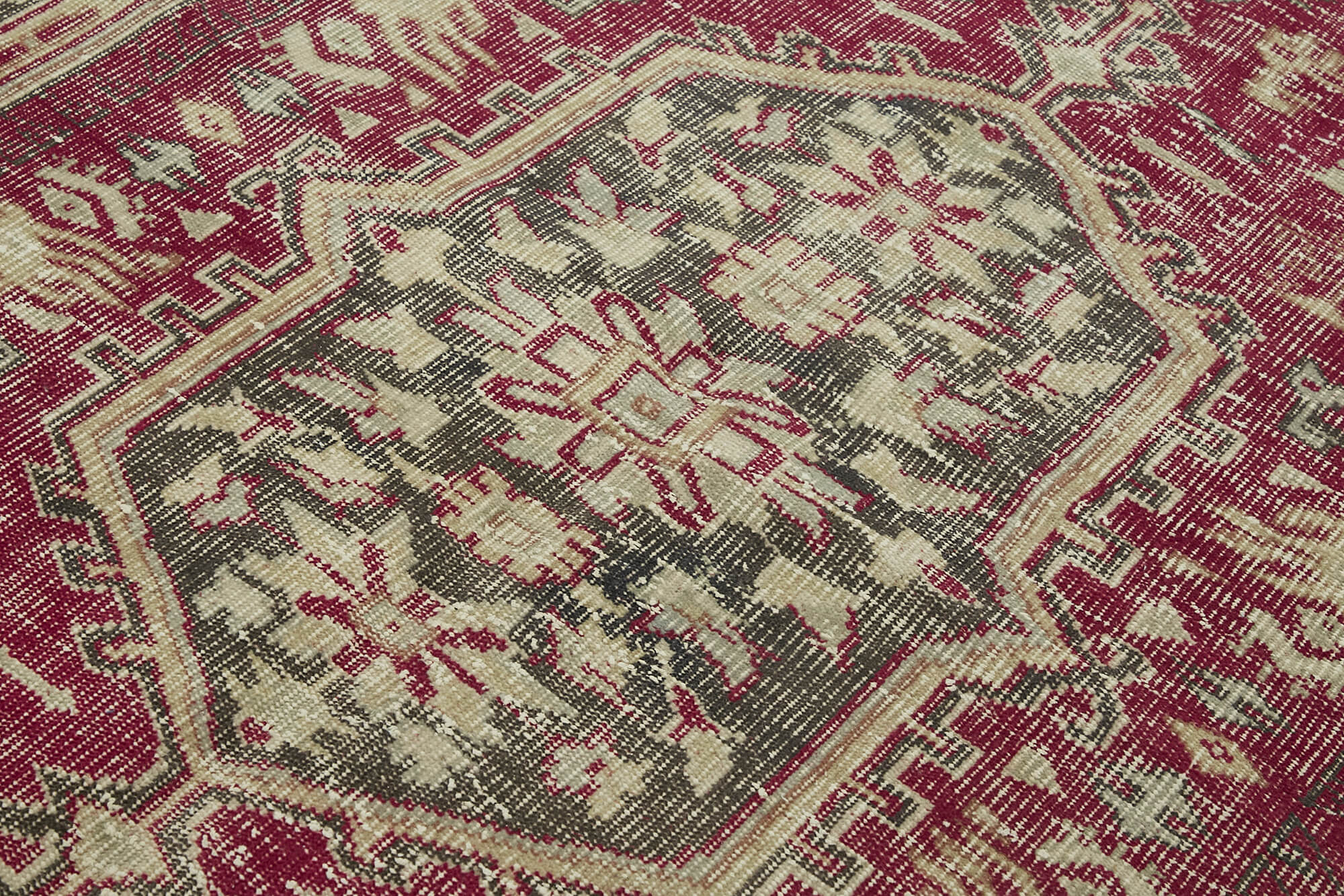 5x8 Beige Turkish Vintage Area Rug - 44632