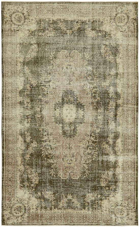 5x9 Beige Turkish Vintage Area Rug - 44634