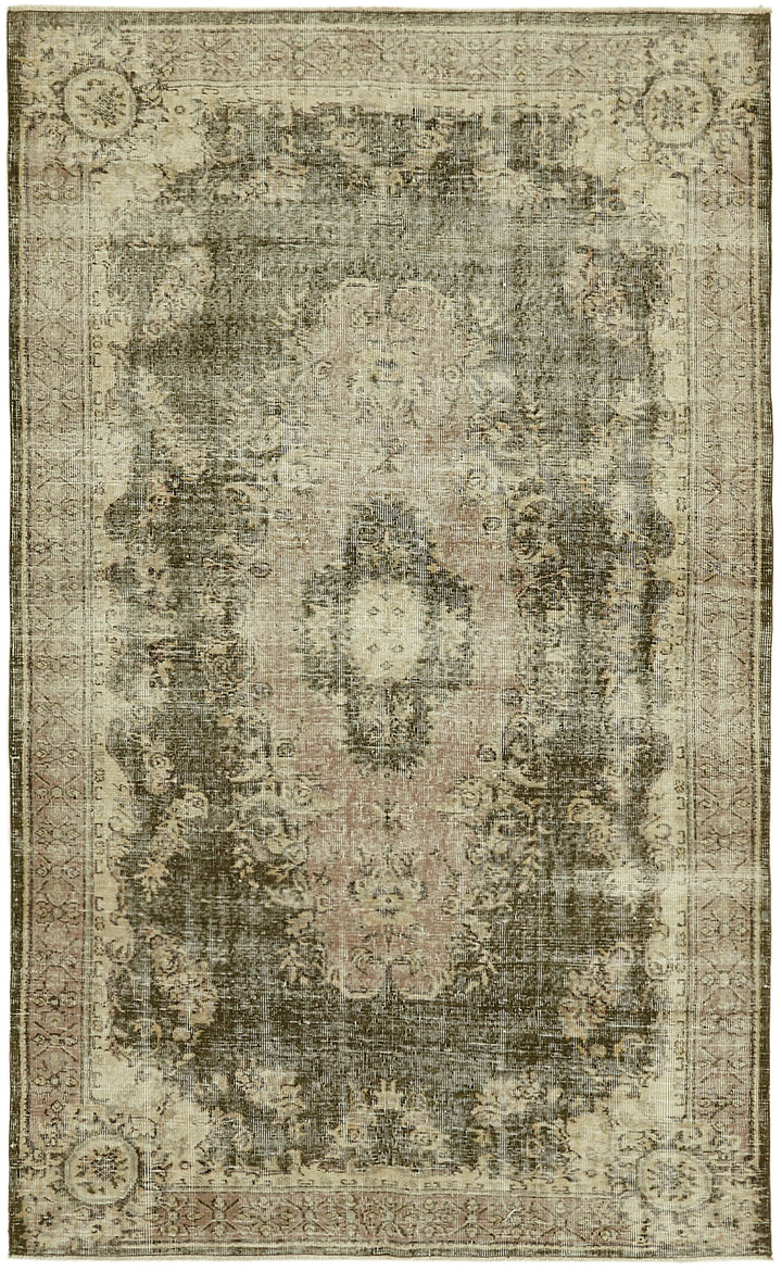 5x9 Beige Turkish Vintage Area Rug - 44634