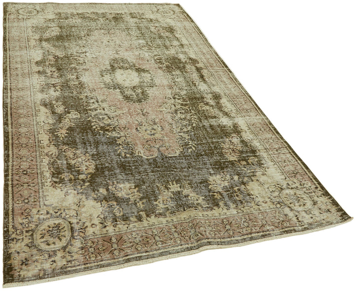 5x9 Beige Turkish Vintage Area Rug - 44634
