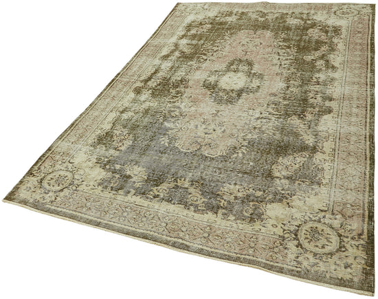 5x9 Beige Turkish Vintage Area Rug - 44634