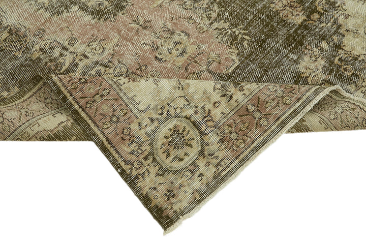 5x9 Beige Turkish Vintage Area Rug - 44634