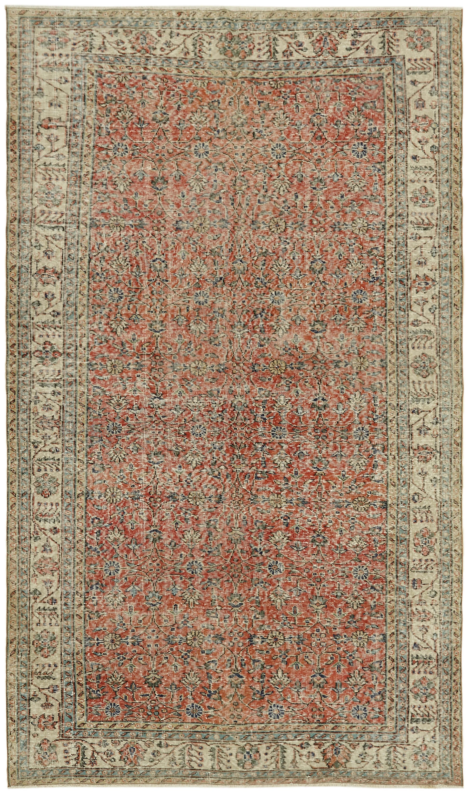 6x10 Beige Turkish Vintage Area Rug - 44635