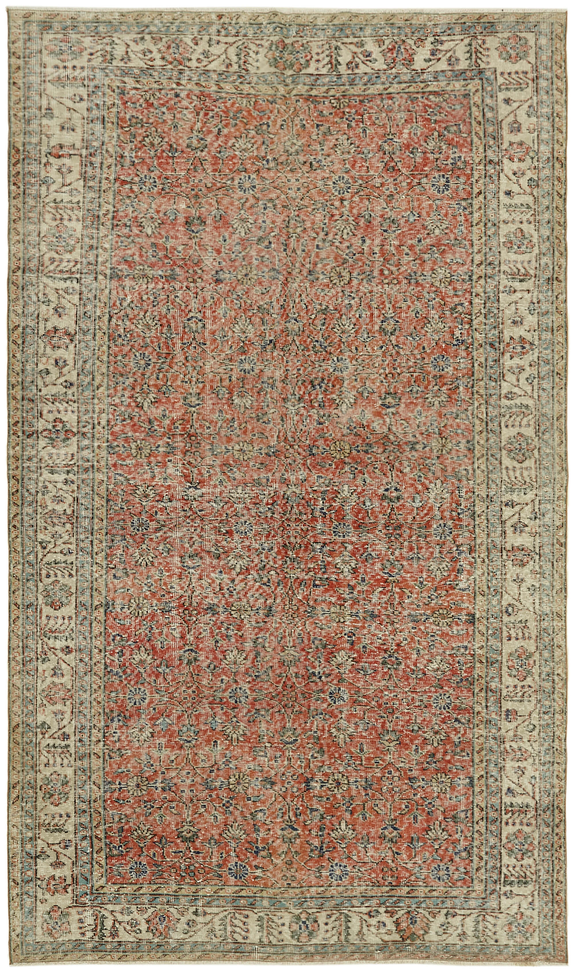 6x10 Beige Turkish Vintage Area Rug - 44635