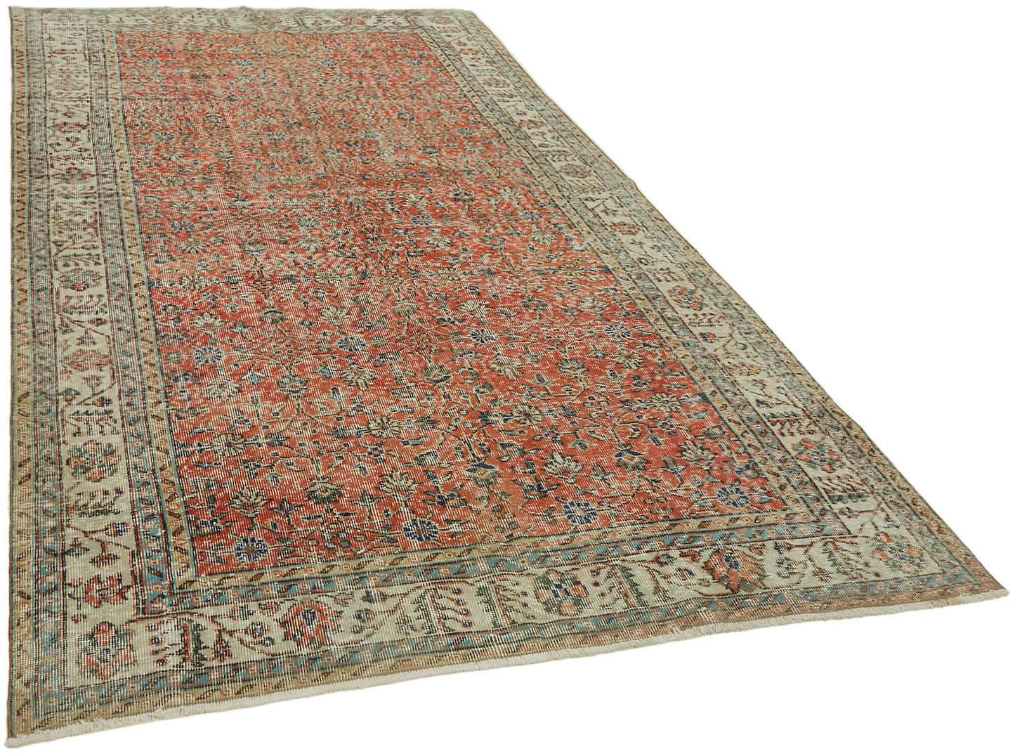 6x10 Beige Turkish Vintage Area Rug - 44635