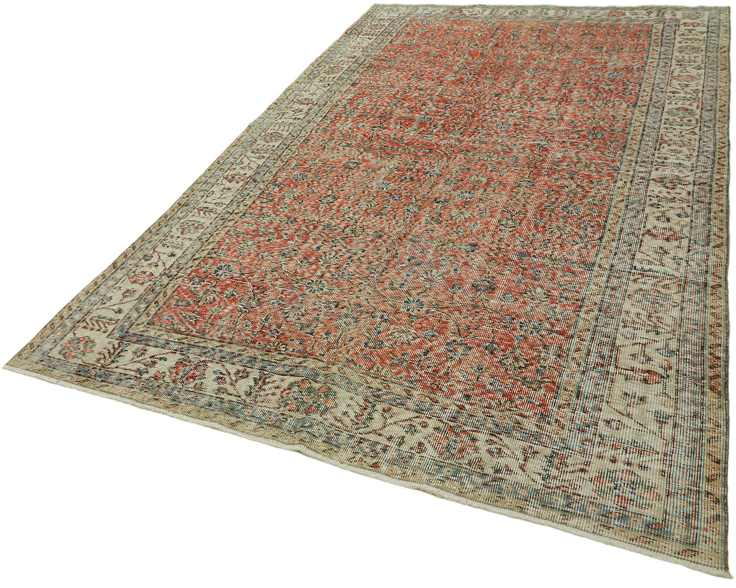 6x10 Beige Turkish Vintage Area Rug - 44635