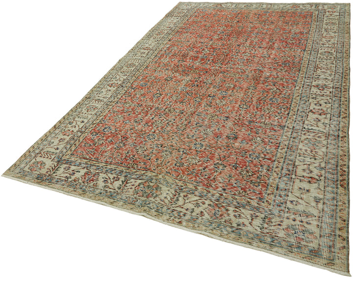 6x10 Beige Turkish Vintage Area Rug - 44635