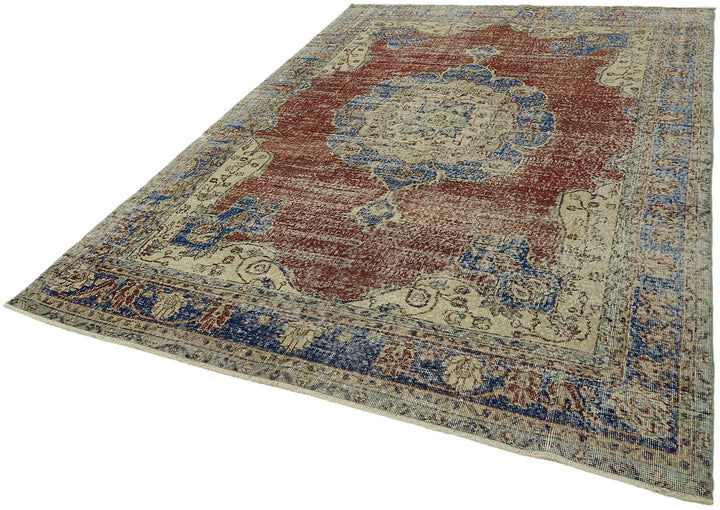7x10 Beige Turkish Vintage Area Rug - 44639