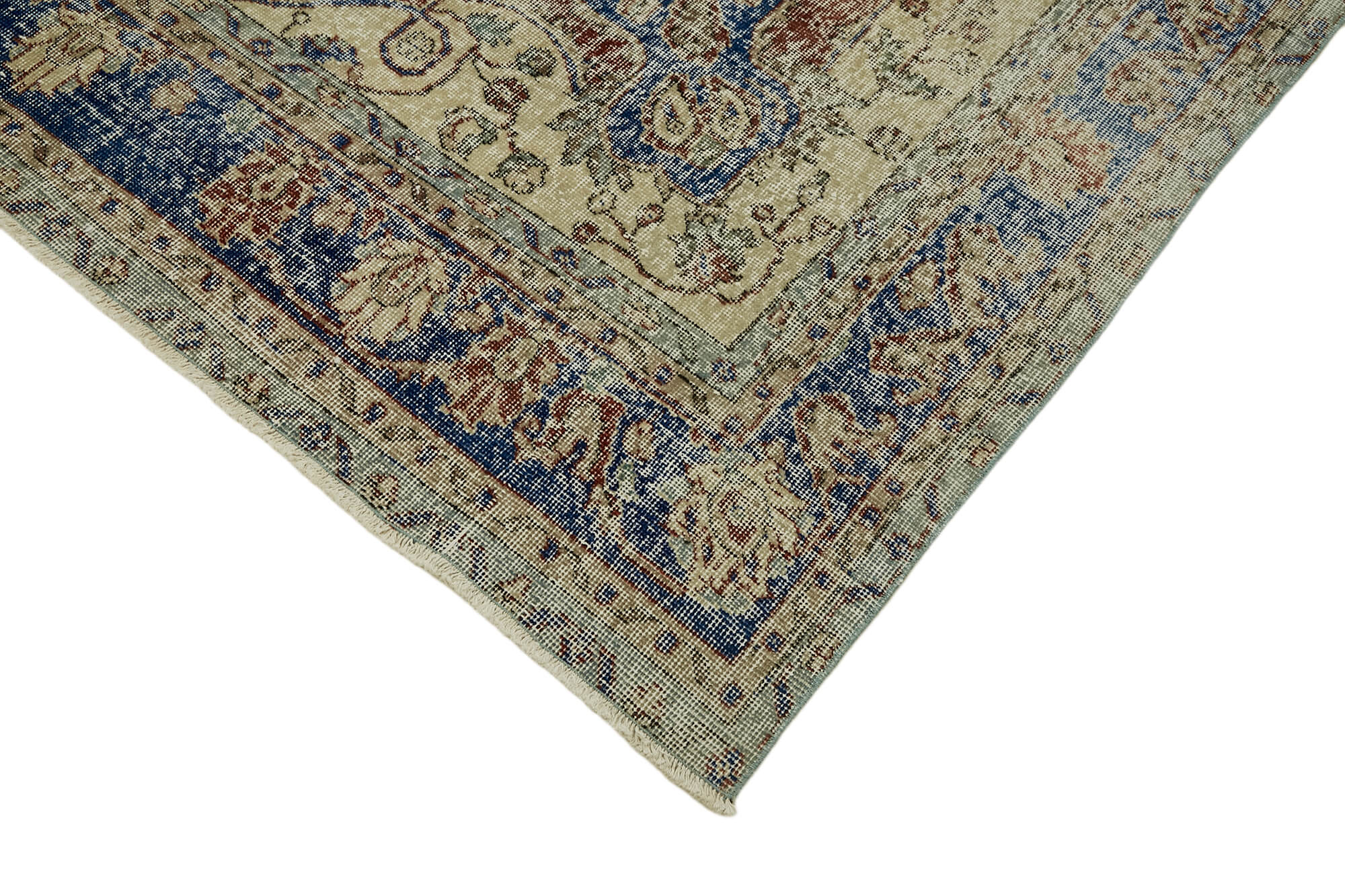 7x10 Beige Turkish Vintage Area Rug - 44639