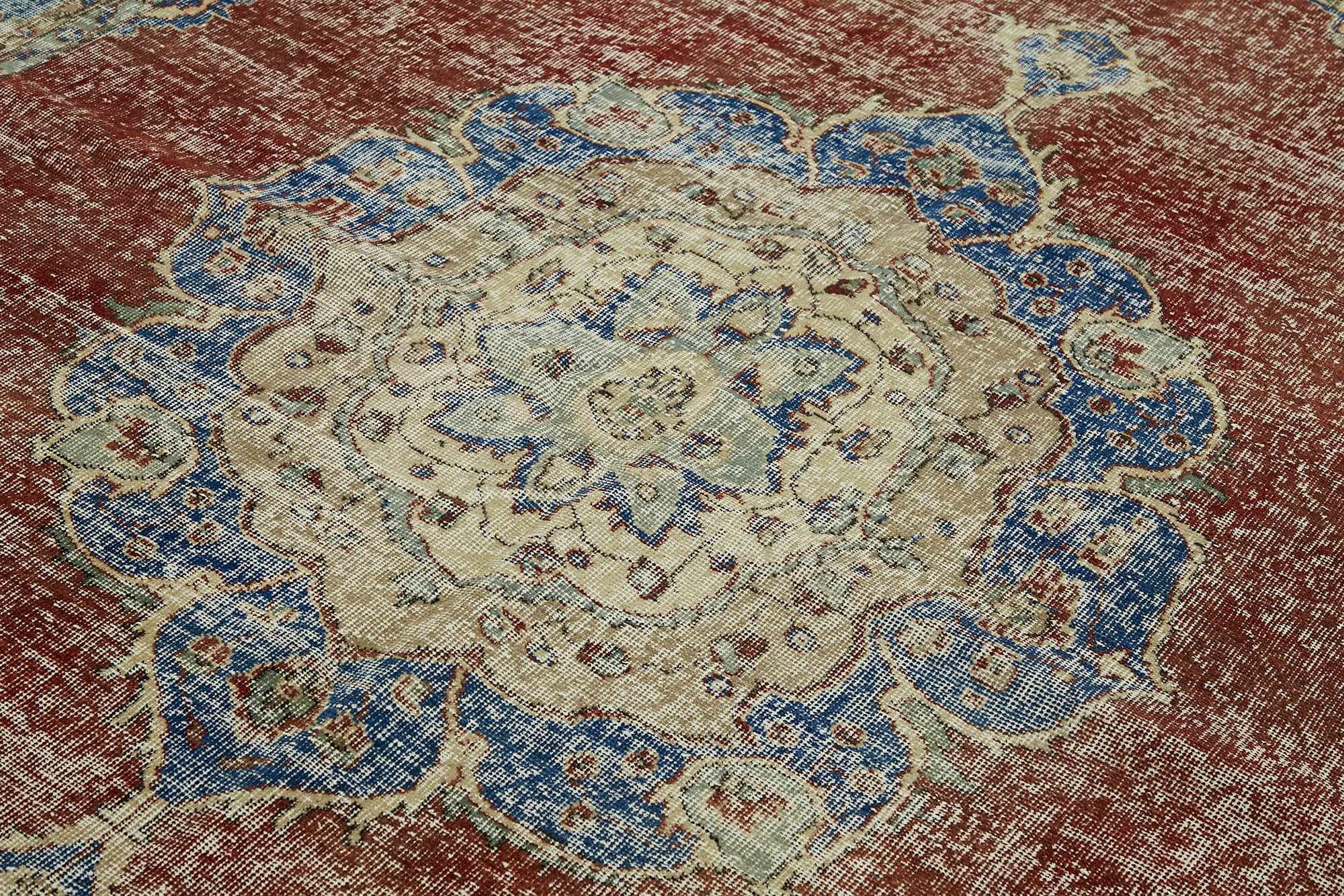 7x10 Beige Turkish Vintage Area Rug - 44639
