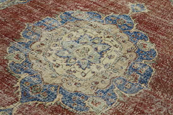 7x10 Beige Turkish Vintage Area Rug - 44639