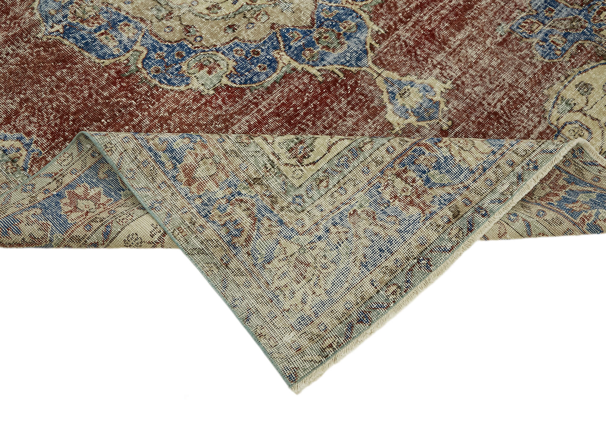 7x10 Beige Turkish Vintage Area Rug - 44639