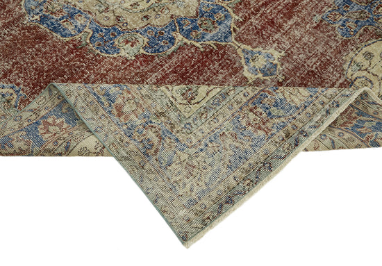 7x10 Beige Turkish Vintage Area Rug - 44639