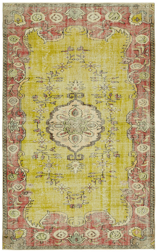 5x9 Beige Turkish Vintage Area Rug - 44642