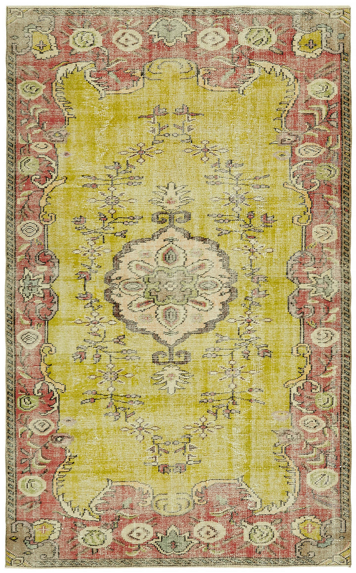 5x9 Beige Turkish Vintage Area Rug - 44642