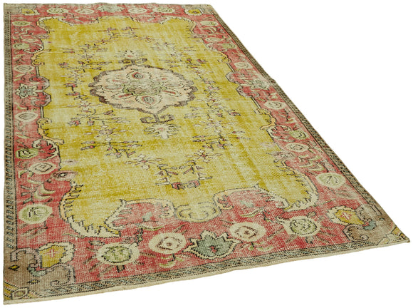5x9 Beige Turkish Vintage Area Rug - 44642