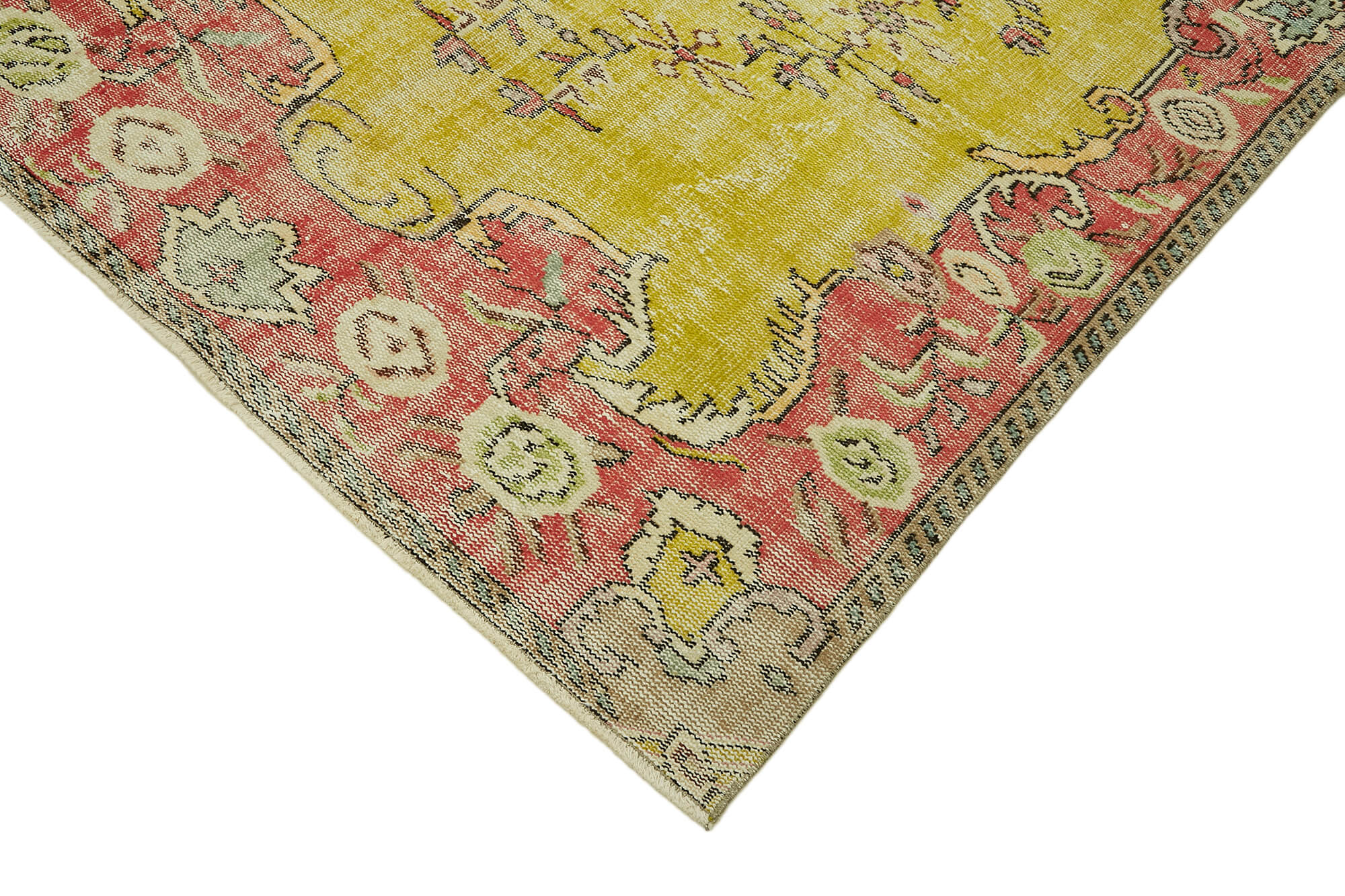 5x9 Beige Turkish Vintage Area Rug - 44642