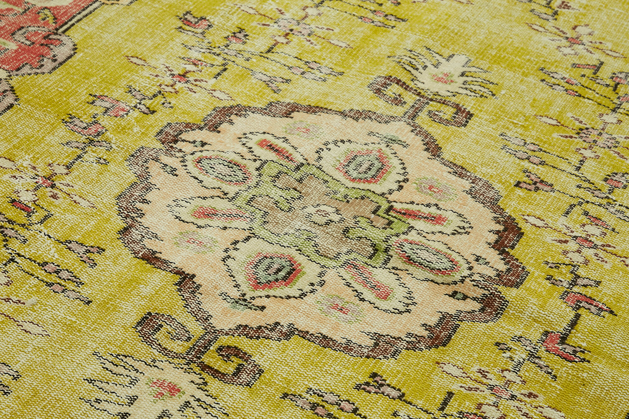 5x9 Beige Turkish Vintage Area Rug - 44642