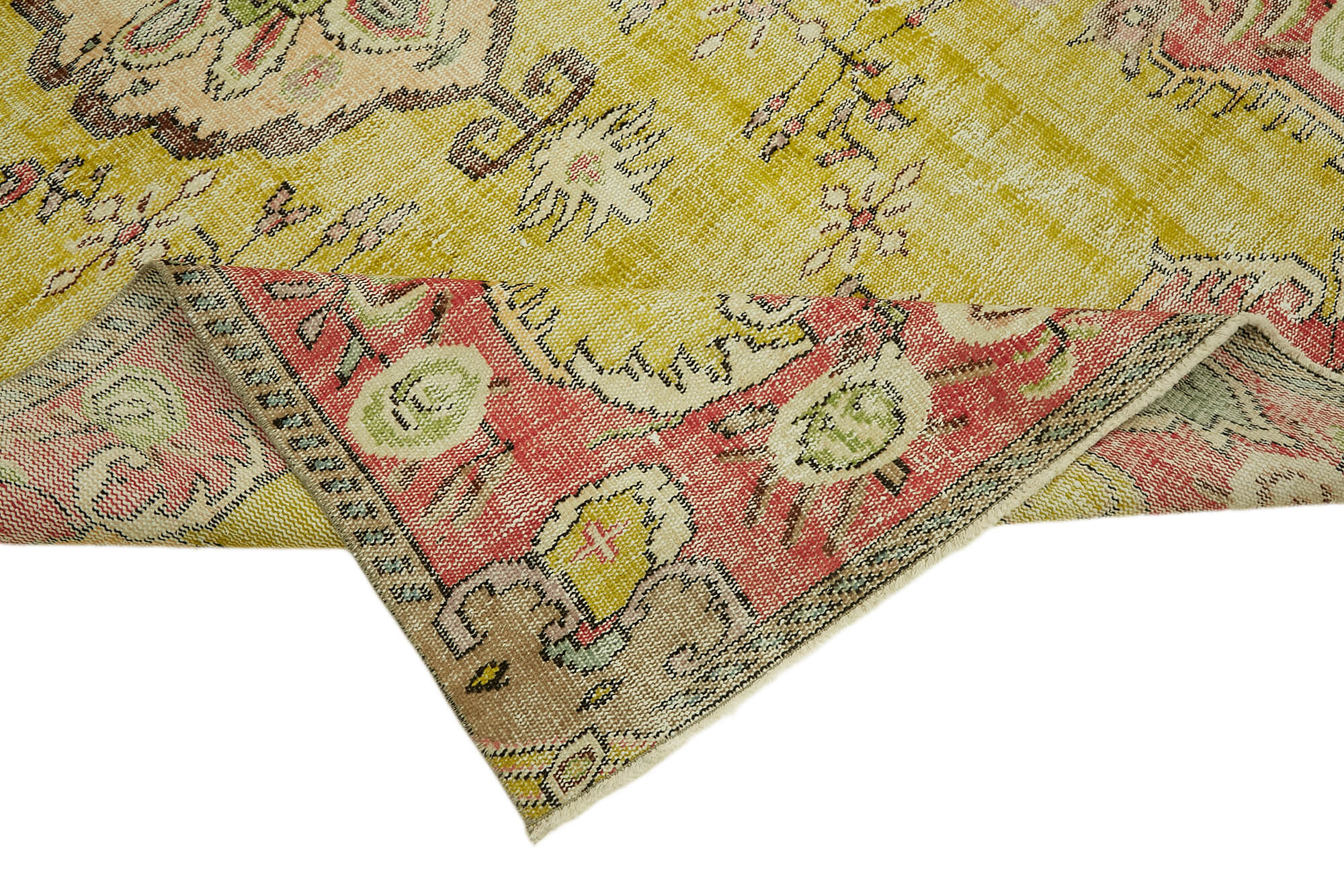 5x9 Beige Turkish Vintage Area Rug - 44642