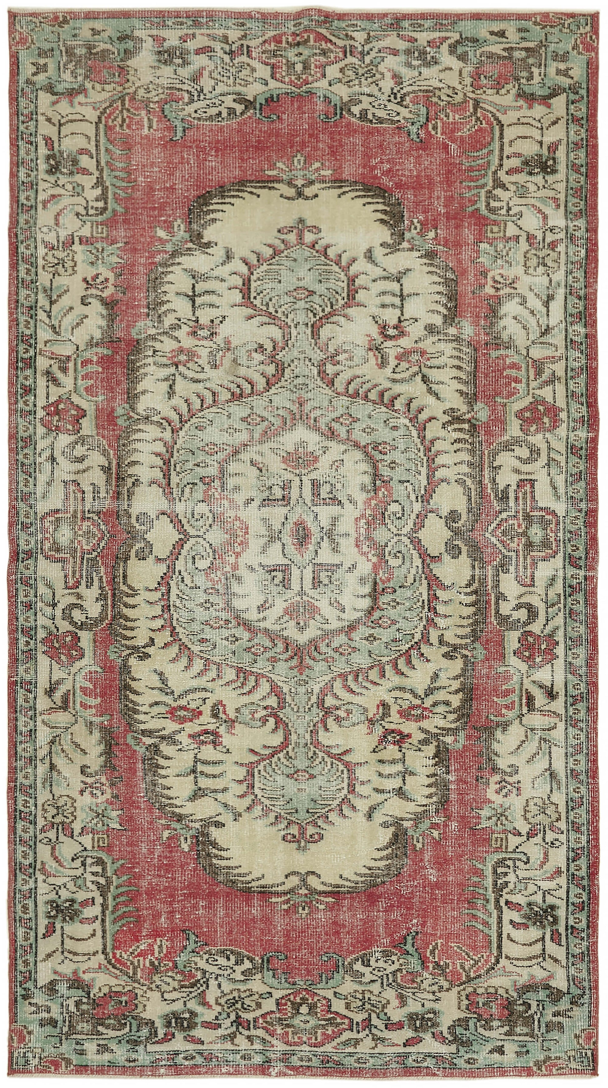 5x10 Beige Turkish Vintage Area Rug - 44643