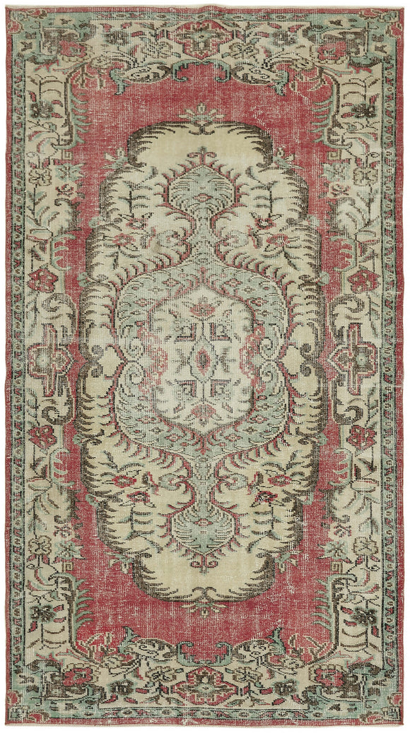 5x10 Beige Turkish Vintage Area Rug - 44643