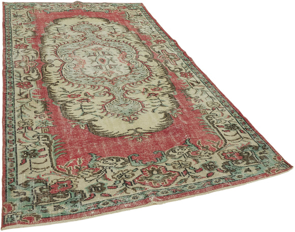 5x10 Beige Turkish Vintage Area Rug - 44643