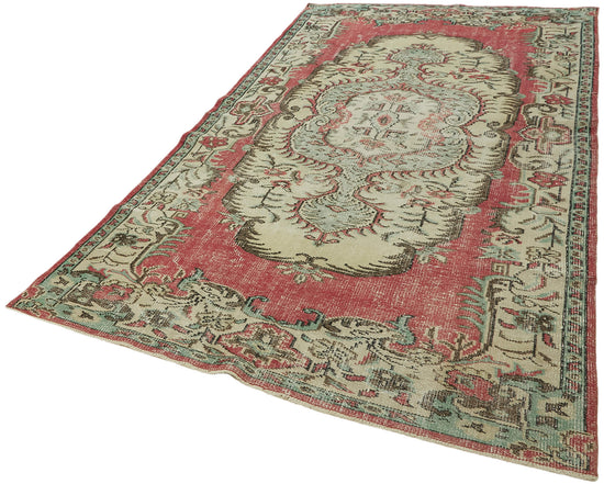5x10 Beige Turkish Vintage Area Rug - 44643