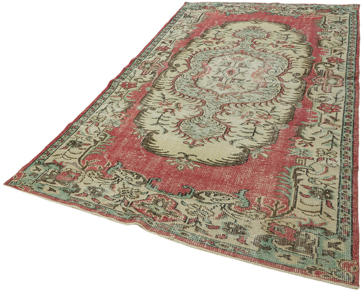 5x10 Beige Turkish Vintage Area Rug - 44643