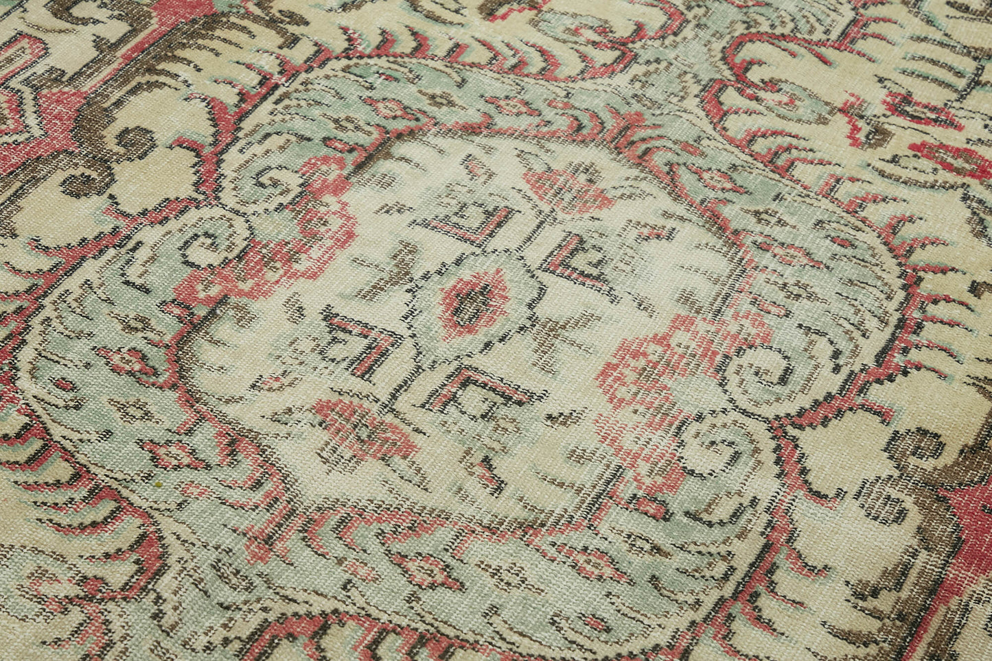 5x10 Beige Turkish Vintage Area Rug - 44643