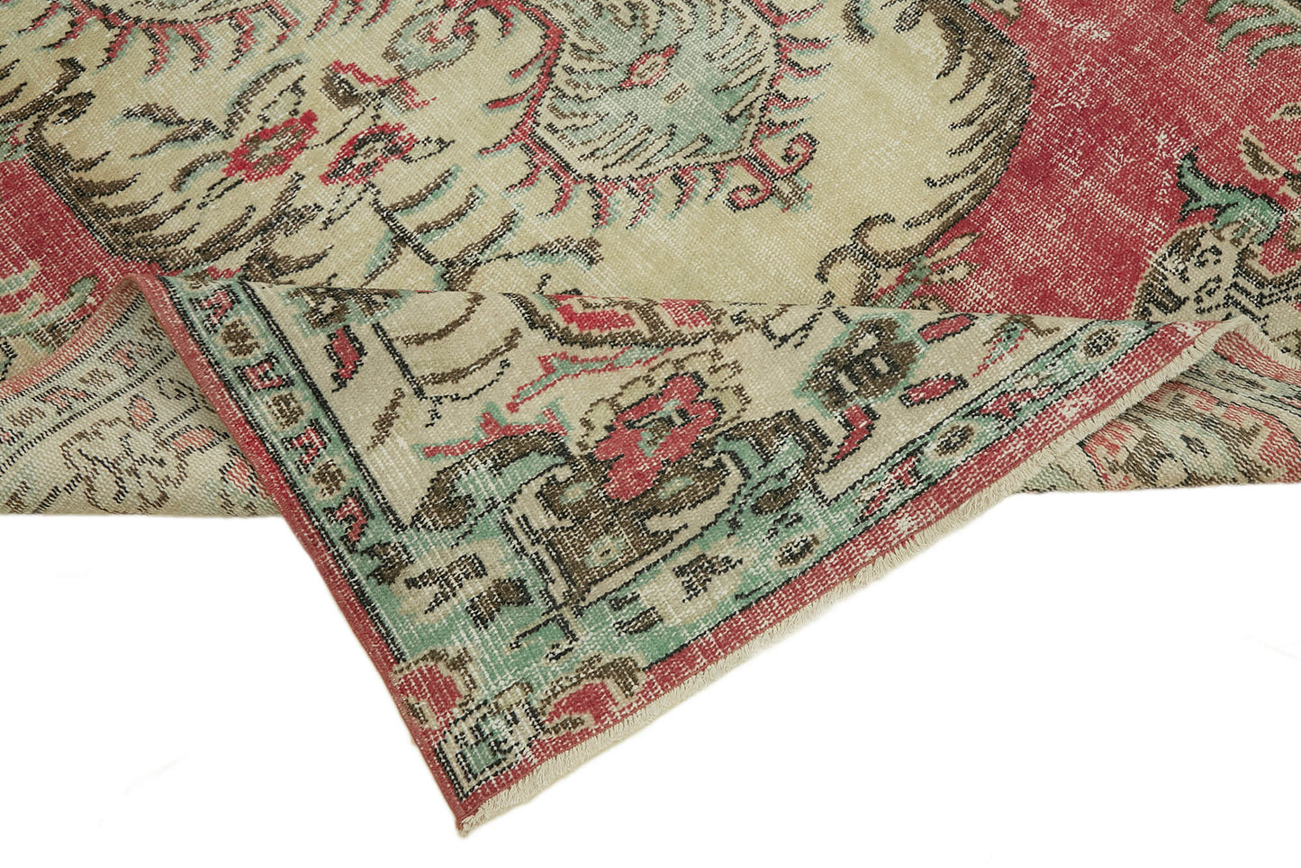 5x10 Beige Turkish Vintage Area Rug - 44643