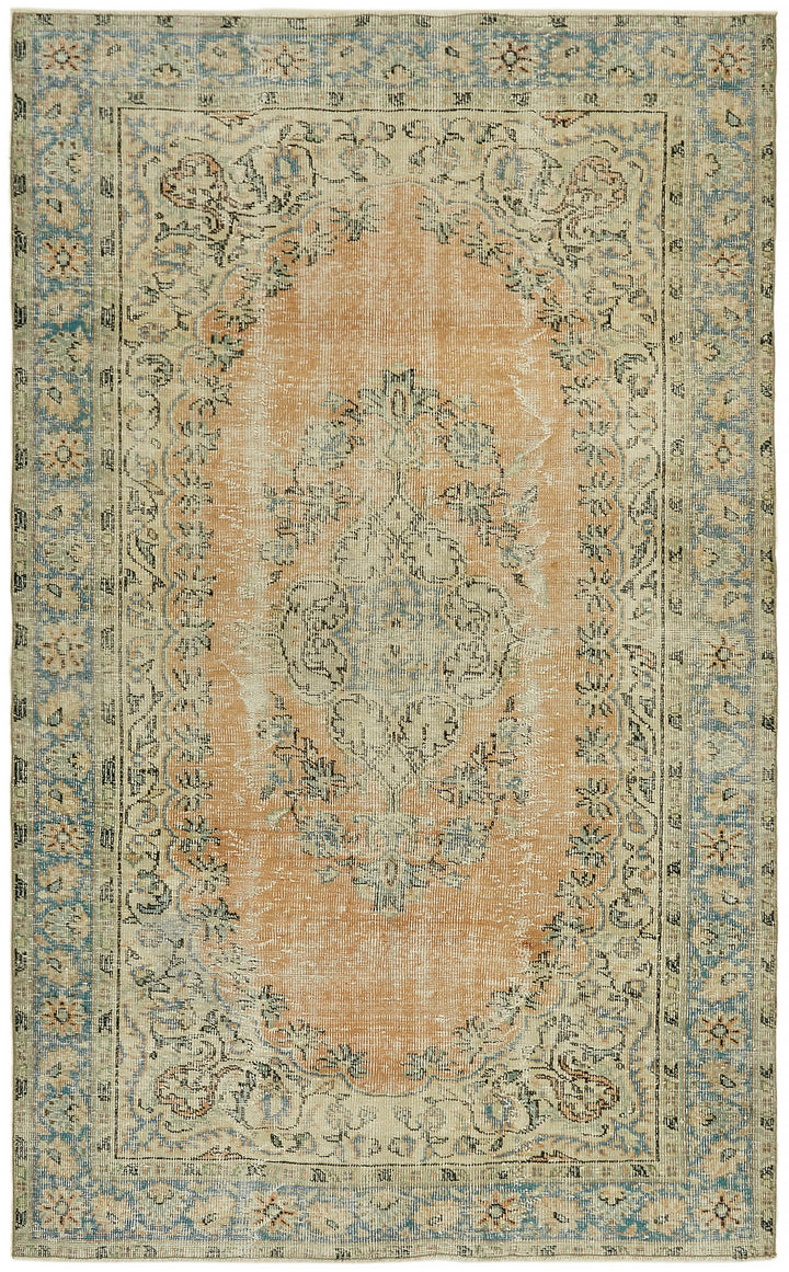 6x9 Beige Turkish Vintage Area Rug - 44645