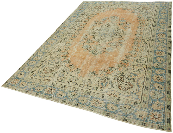 6x9 Beige Turkish Vintage Area Rug - 44645
